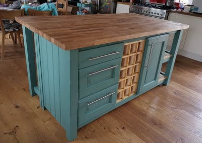 Kitchen island with wine rack