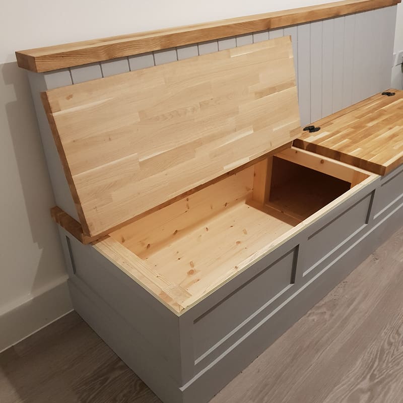 Bespoke wood bench seating with storage Bespoke wood bench seating with storage